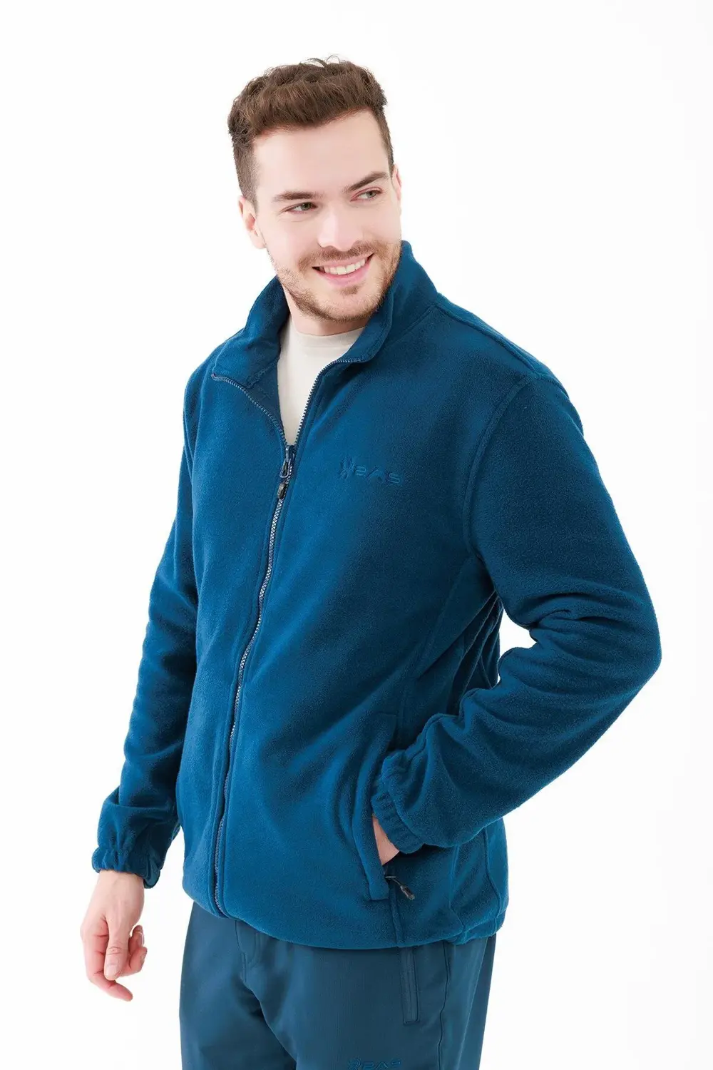 Saka Tam Fermuarlı Erkek Polar Sweatshirt Lacivert