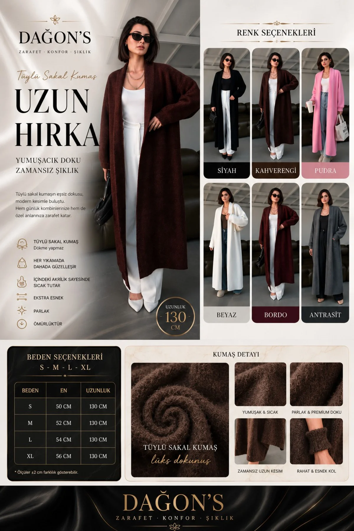 Sakal Kumaş Uzun Triko Hırka