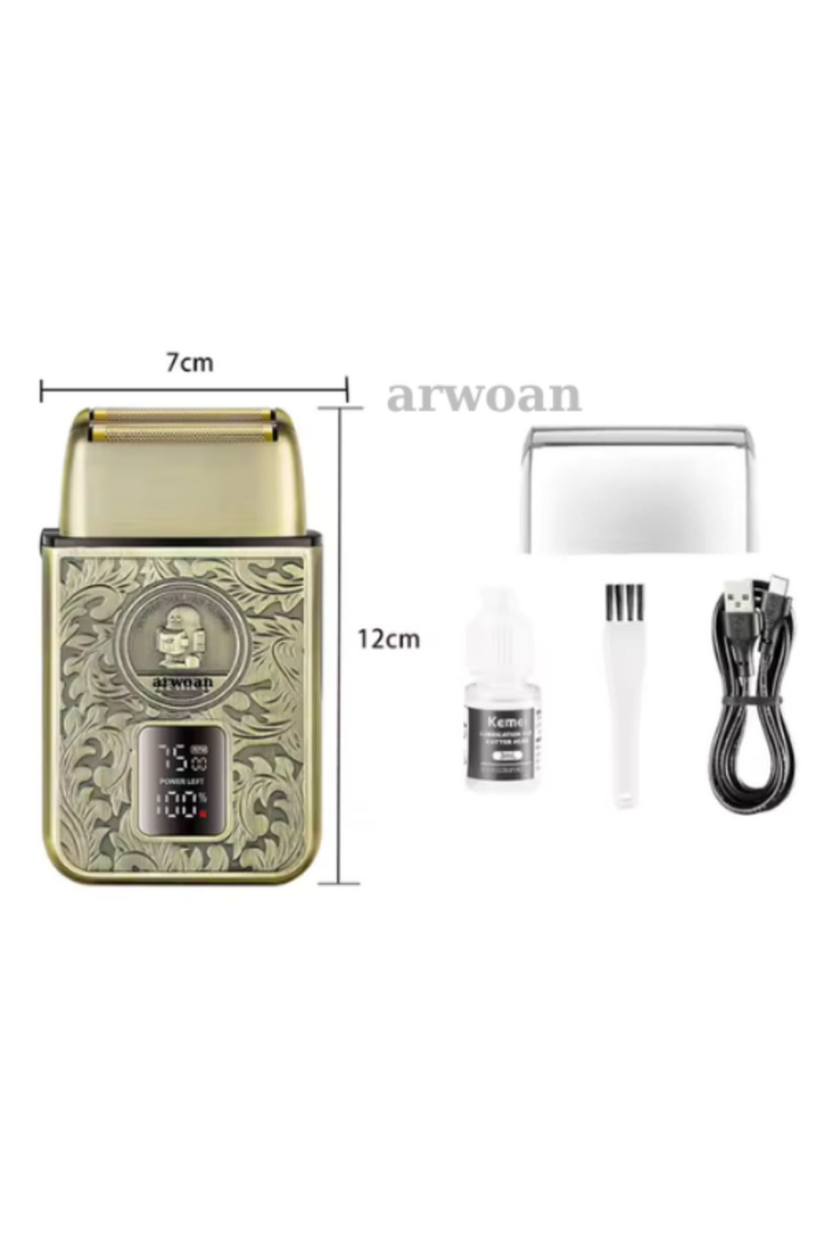 Arwoan Sakal Yanak Ve Kafa Tıraş Makinesi Şarj Edilebilir Üçlü Blade Sıf