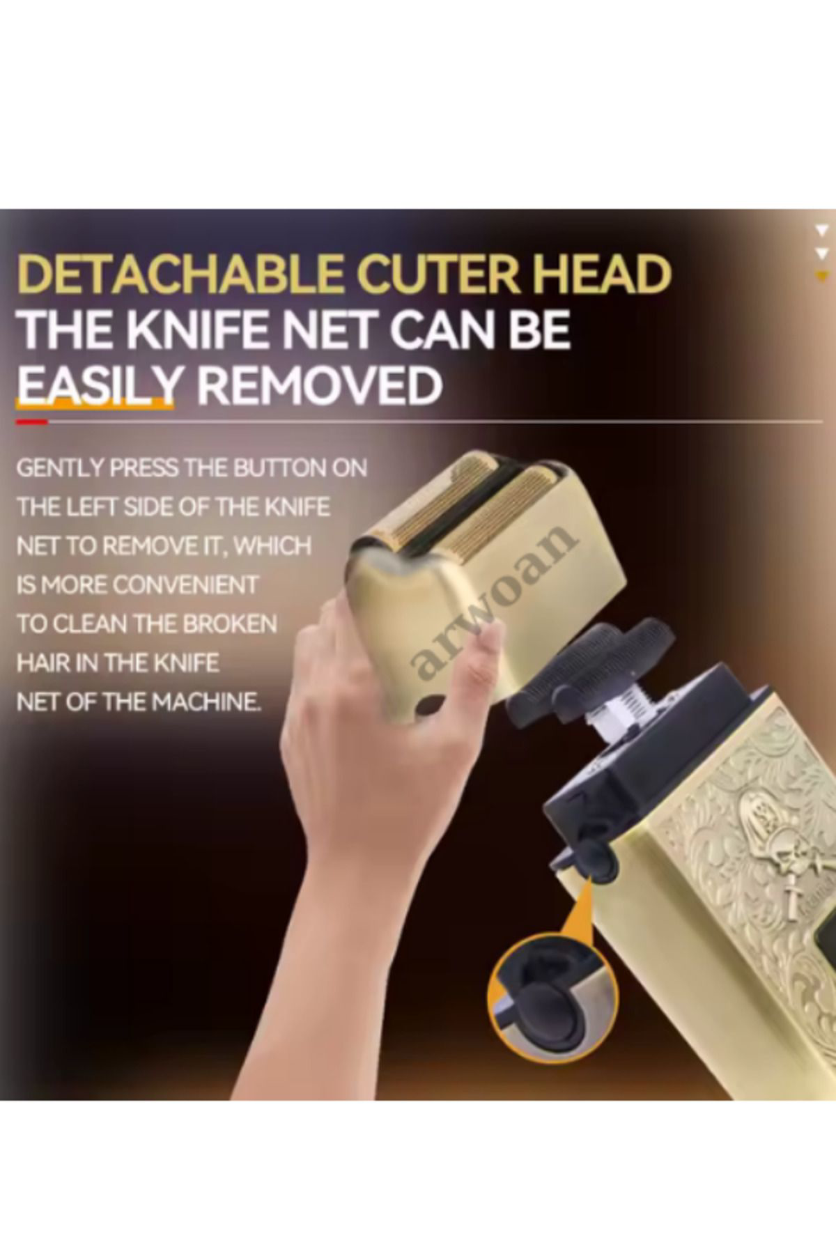 Arwoan Sakal Yanak Ve Kafa Tıraş Makinesi Şarj Edilebilir Üçlü Blade Sıf