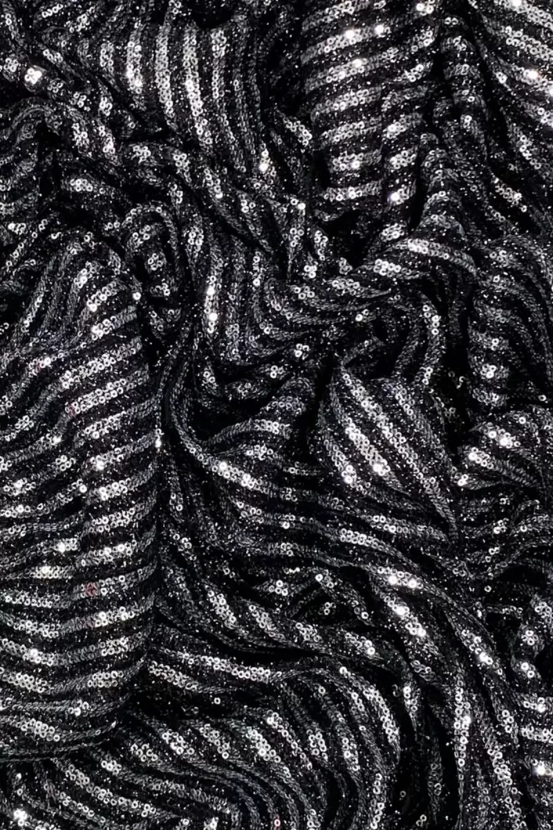 Sakallı Çizgili Pullu Kumaş  Pullu Payet Kumaş Abiye Nişan Düğün 