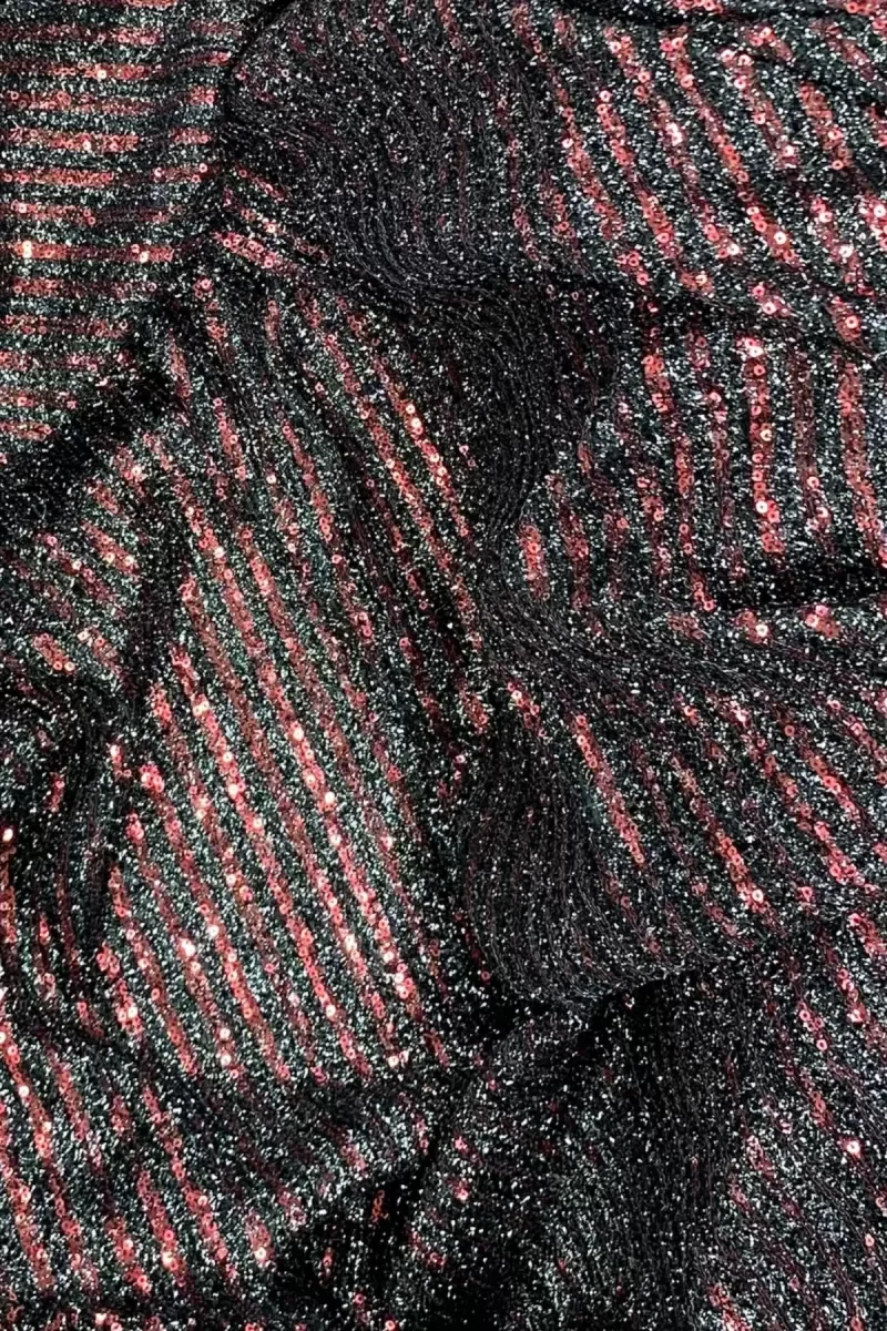 Sakallı Çizgili Pullu Kumaş  Pullu Payet Kumaş Abiye Nişan Düğün 