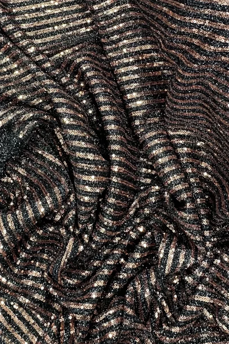 Sakallı Çizgili Pullu Kumaş  Pullu Payet Kumaş Abiye Nişan Düğün 