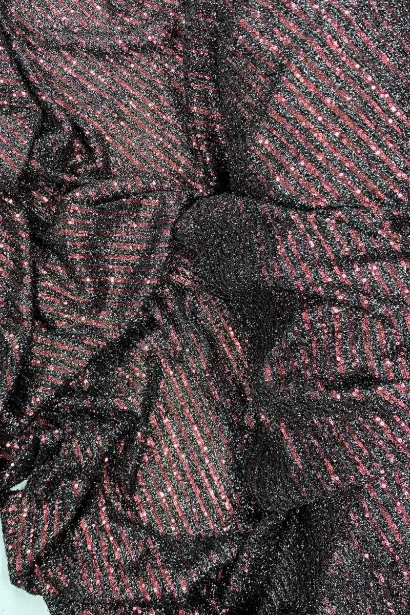 Sakallı Çizgili Pullu Kumaş  Pullu Payet Kumaş Abiye Nişan Düğün 