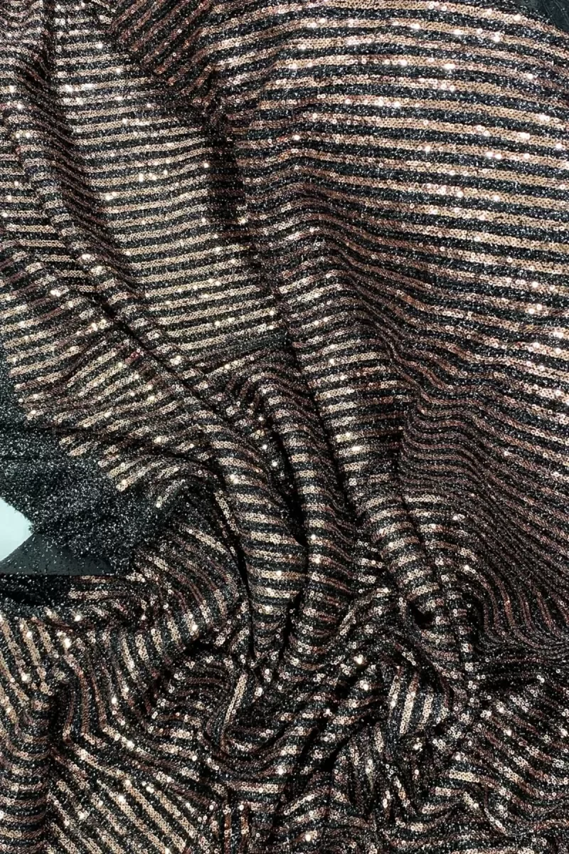 Sakallı Çizgili Pullu Kumaş  Pullu Payet Kumaş Abiye Nişan Düğün 