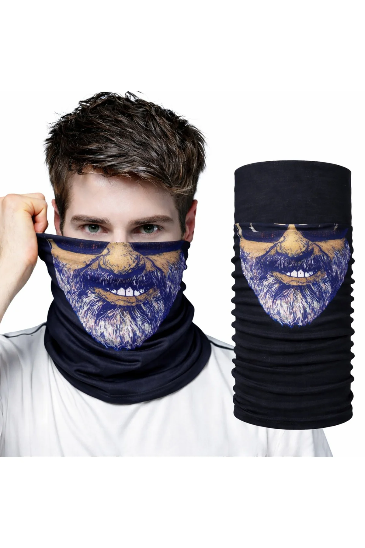 Sakallı Yüz Desenli Baf – Çok Amaçlı Boyunluk & Maske 1 No
