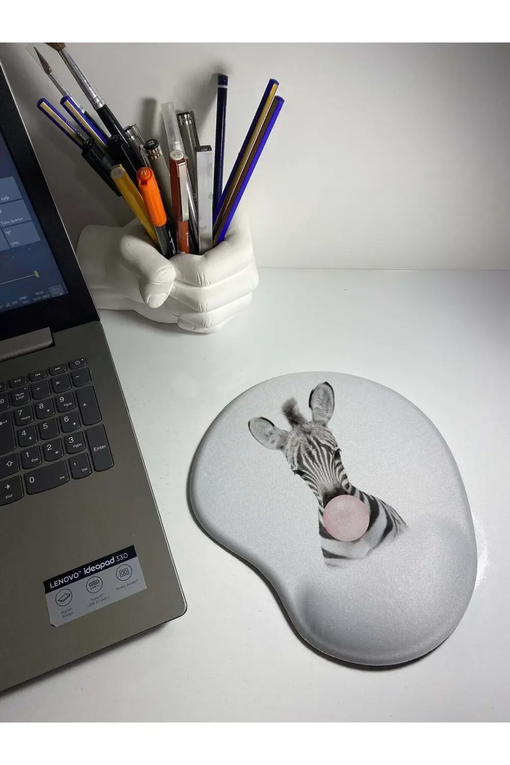 Sakız Çiğeneyen Zebra Bilek Destekli Mouse Pad