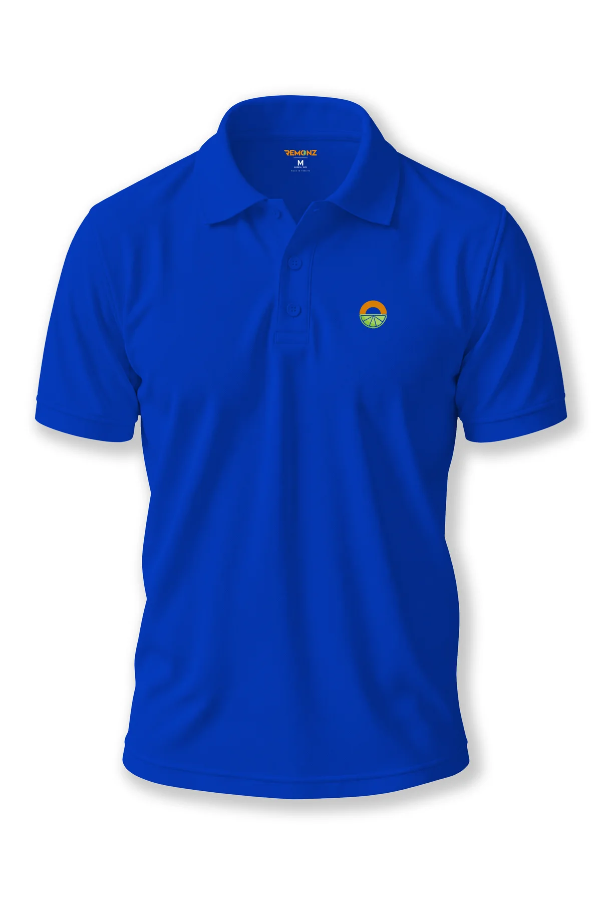 Saks Mavi Minimalist Logolu Polo Yaka Kısa Kollu Tişört