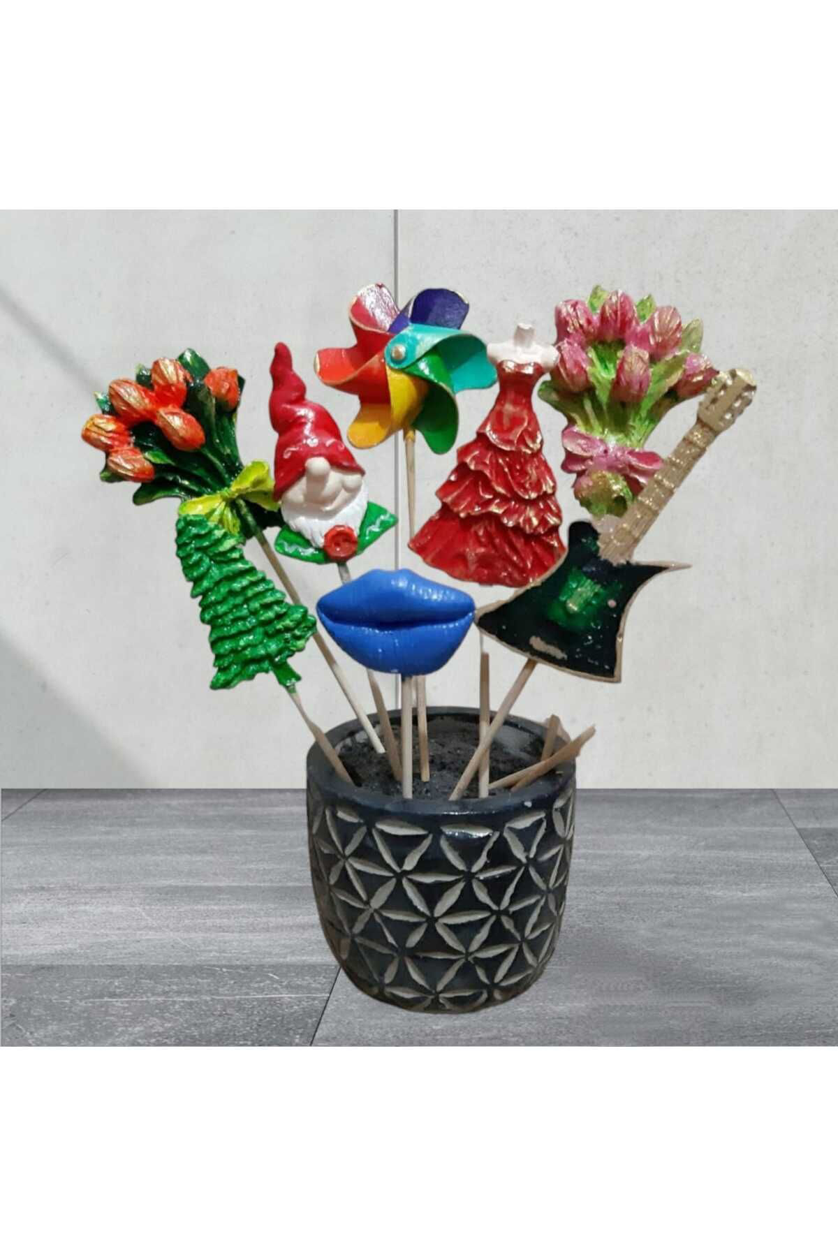 Dodemert Home Saksı Dibi Süsleri Beton & Teraryum Obje 7 Adet