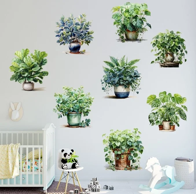 Saksılı Çiçek Tasarımlı 8li Sticker Bx40 Saksılı Çiçek Tasarımlı 8li Sticker Bx40