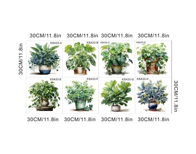 Saksılı Çiçek Tasarımlı 8li Sticker 5224 Diğer