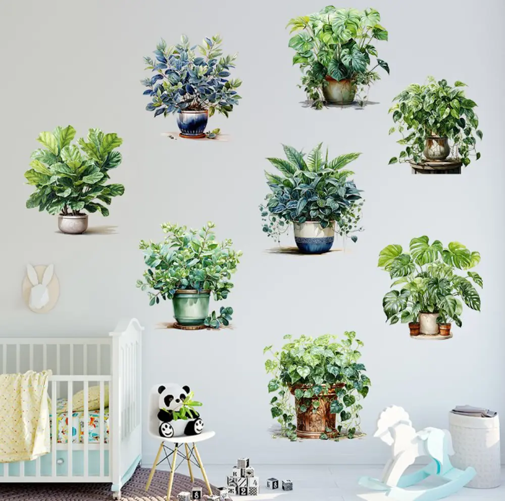 Saksılı Çiçek Tasarımlı 8li Sticker MC-480A Saksılı Çiçek Tasarımlı 8li Sticker MC-480A