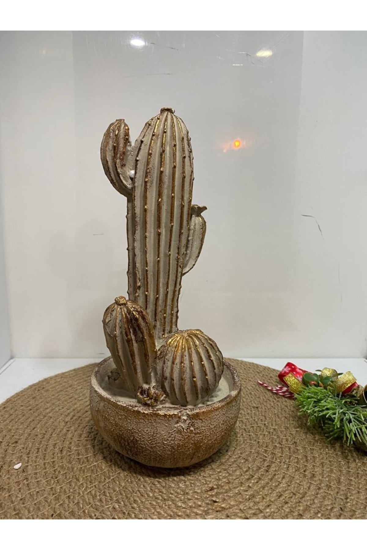 Elif Aksesuar Saksılı Polyester Dekoratif Kaktüs (Küçük)