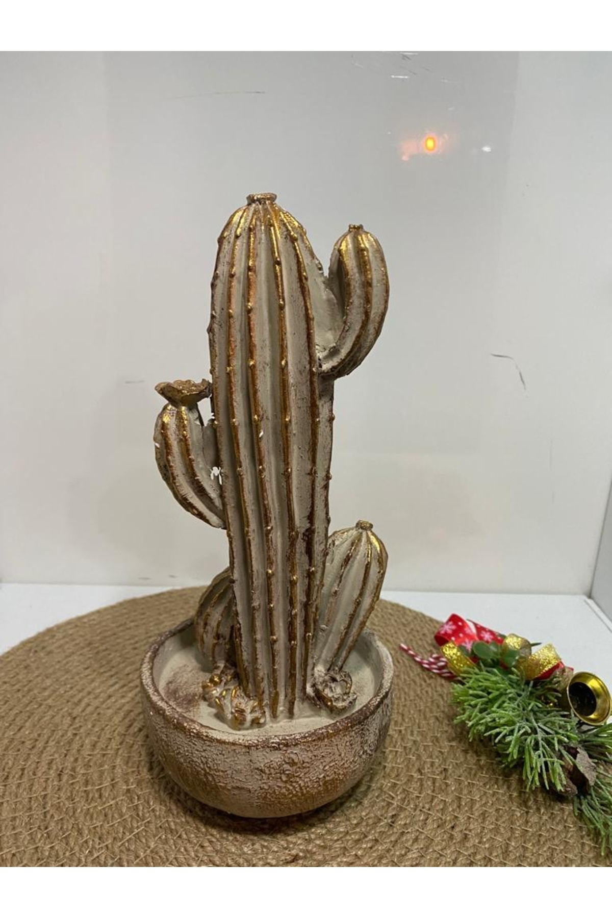 Elif Aksesuar Saksılı Polyester Dekoratif Kaktüs (Küçük)