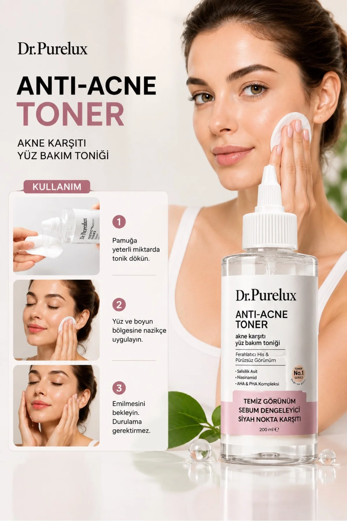 Salisilik Asitli Akne Karşıtı Tonik 200 ML | Niasinamid & AHA PHA