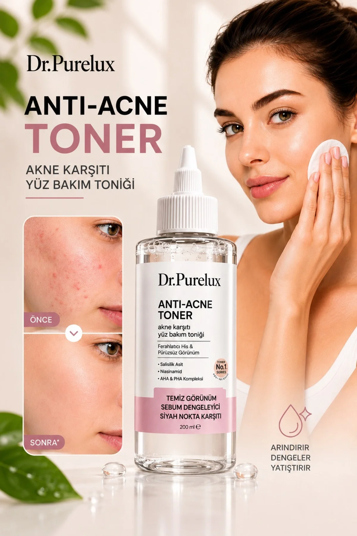 Salisilik Asitli Akne Karşıtı Tonik 200 ML | Niasinamid & AHA PHA
