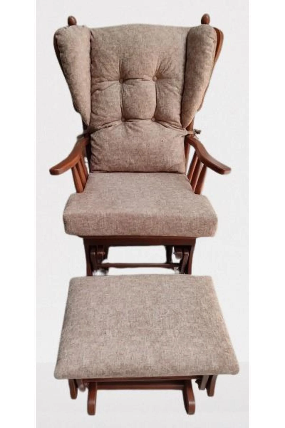 Sallanır Sandalye 90387Model Ayaklık Minder Kayın Ceviz Renk Nubuk Kumaş ElYapım Sallanır Sandalye 90387Model Ayaklık Minder Kayın Ceviz Renk Nubuk Kumaş ElYapım - Görsel 8