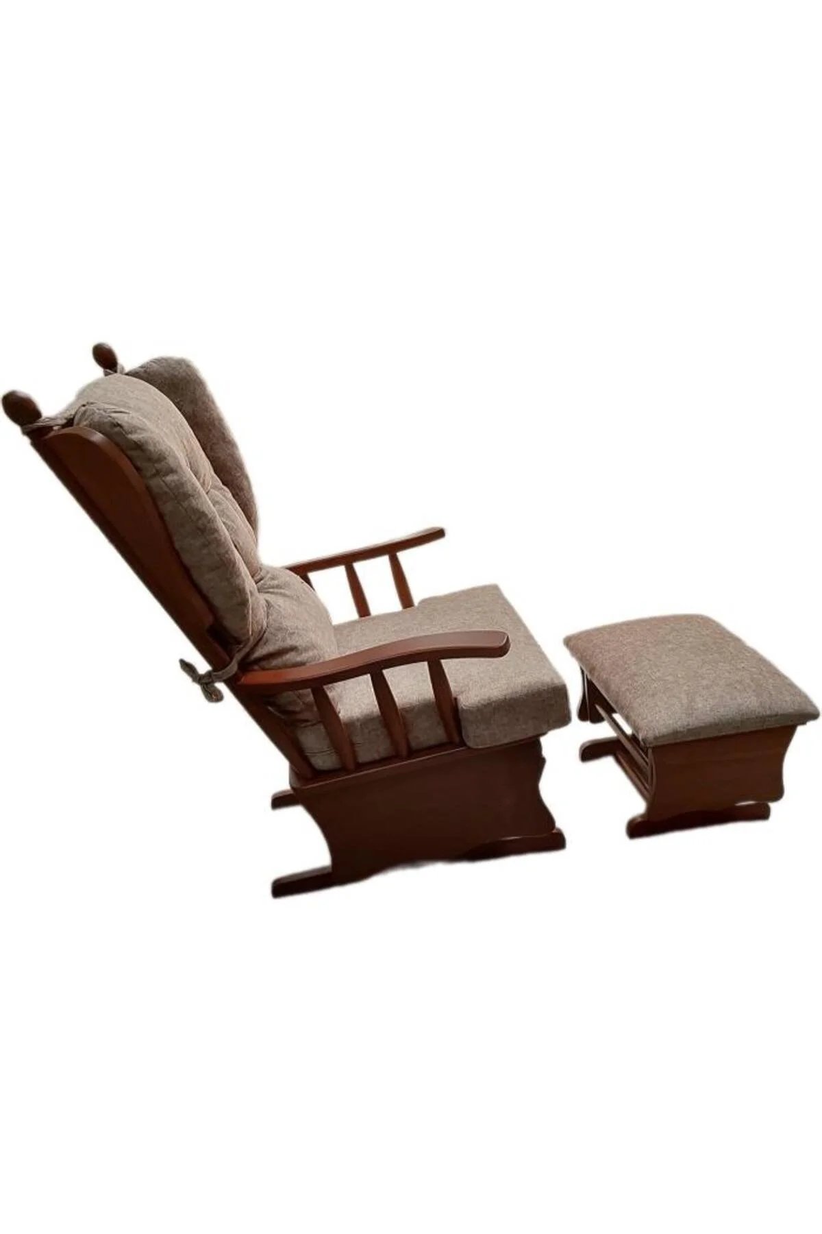 Sallanır Sandalye 90387Model Ayaklık Minder Kayın Ceviz Renk Nubuk Kumaş ElYapım Sallanır Sandalye 90387Model Ayaklık Minder Kayın Ceviz Renk Nubuk Kumaş ElYapım
