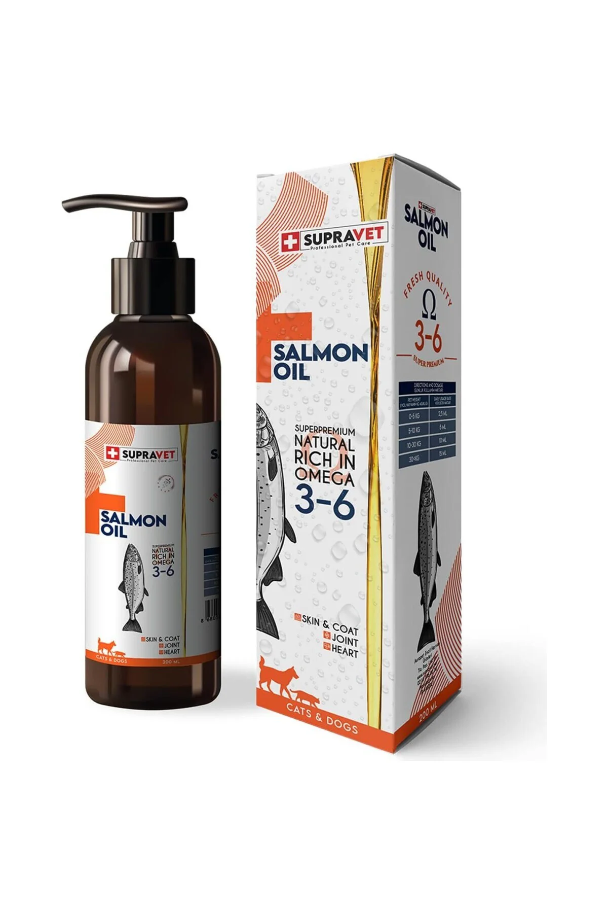 Salmon Oil Cats And Dogs 200 ML Doğal Kedi Köpek Norveç Somon Yağ