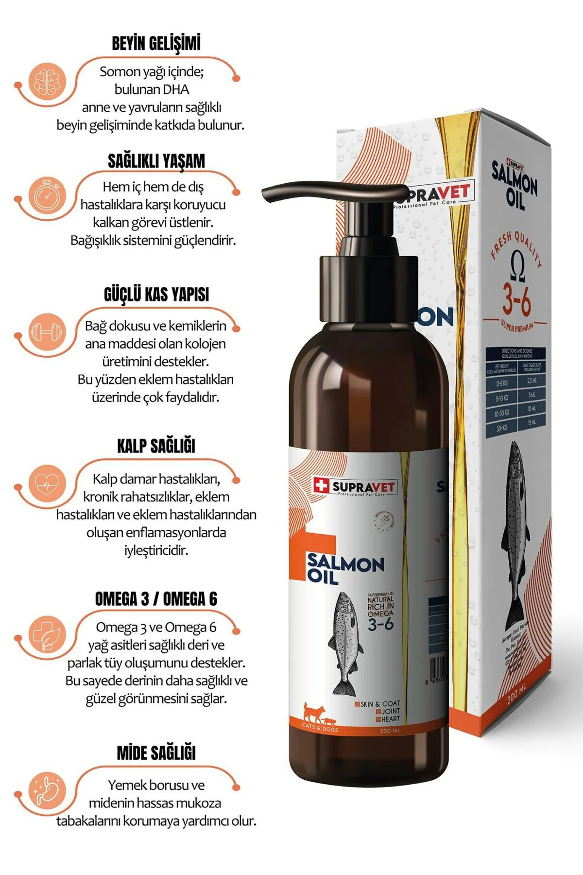 Salmon Oil Cats And Dogs 200 ML Doğal Kedi Köpek Norveç Somon Yağ
