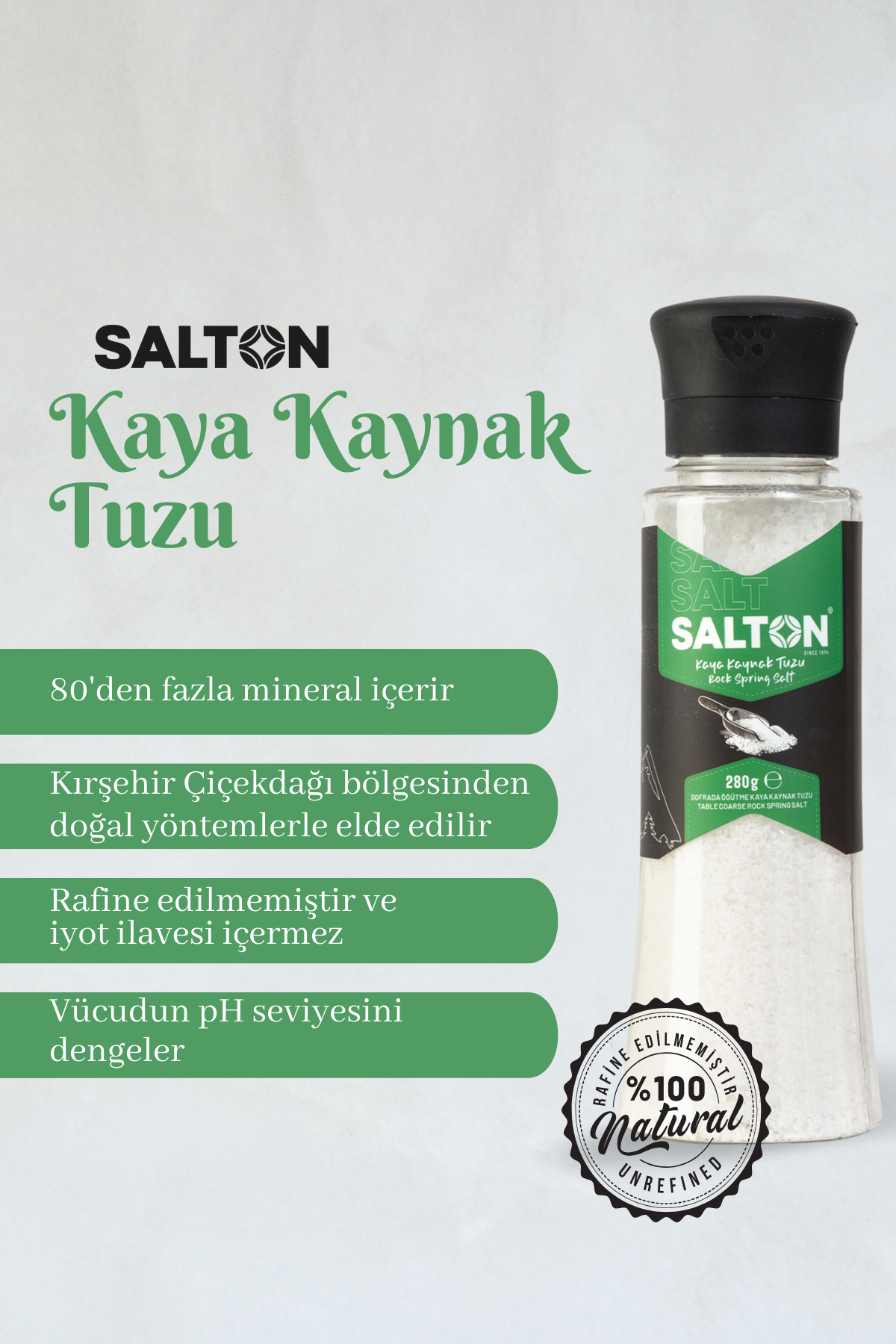 Salton Salt Salton Doğal Kaya Kaynak Tuzu Değirmen 280Gr