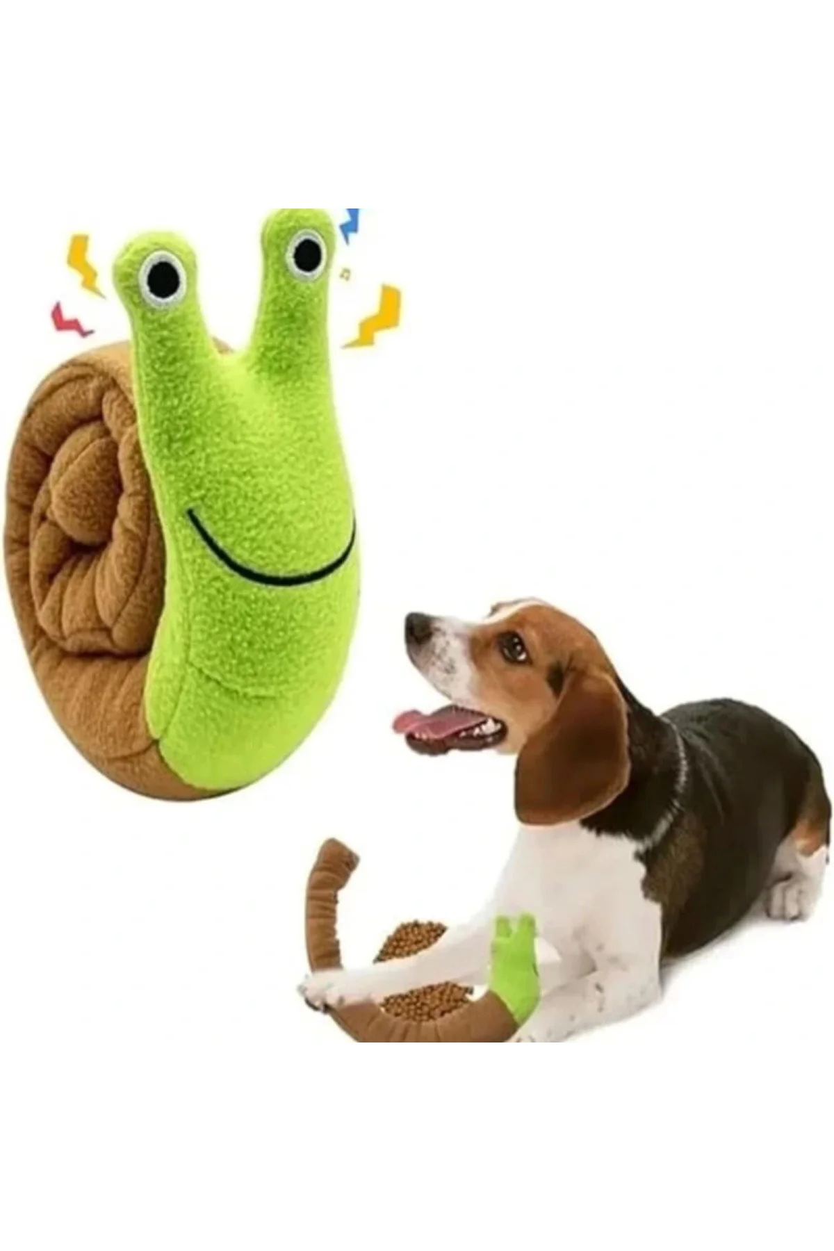Salyangoz Peluş Köpek Sesli Oyuncağı Ödül Mama Saklama Ve Çiğneme