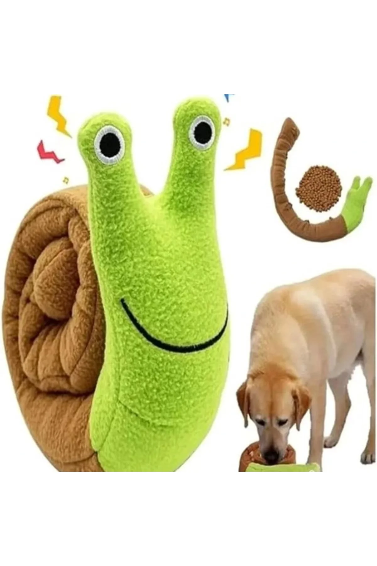 Salyangoz Peluş Köpek Sesli Oyuncağı Ödül Mama Saklama Ve Çiğneme
