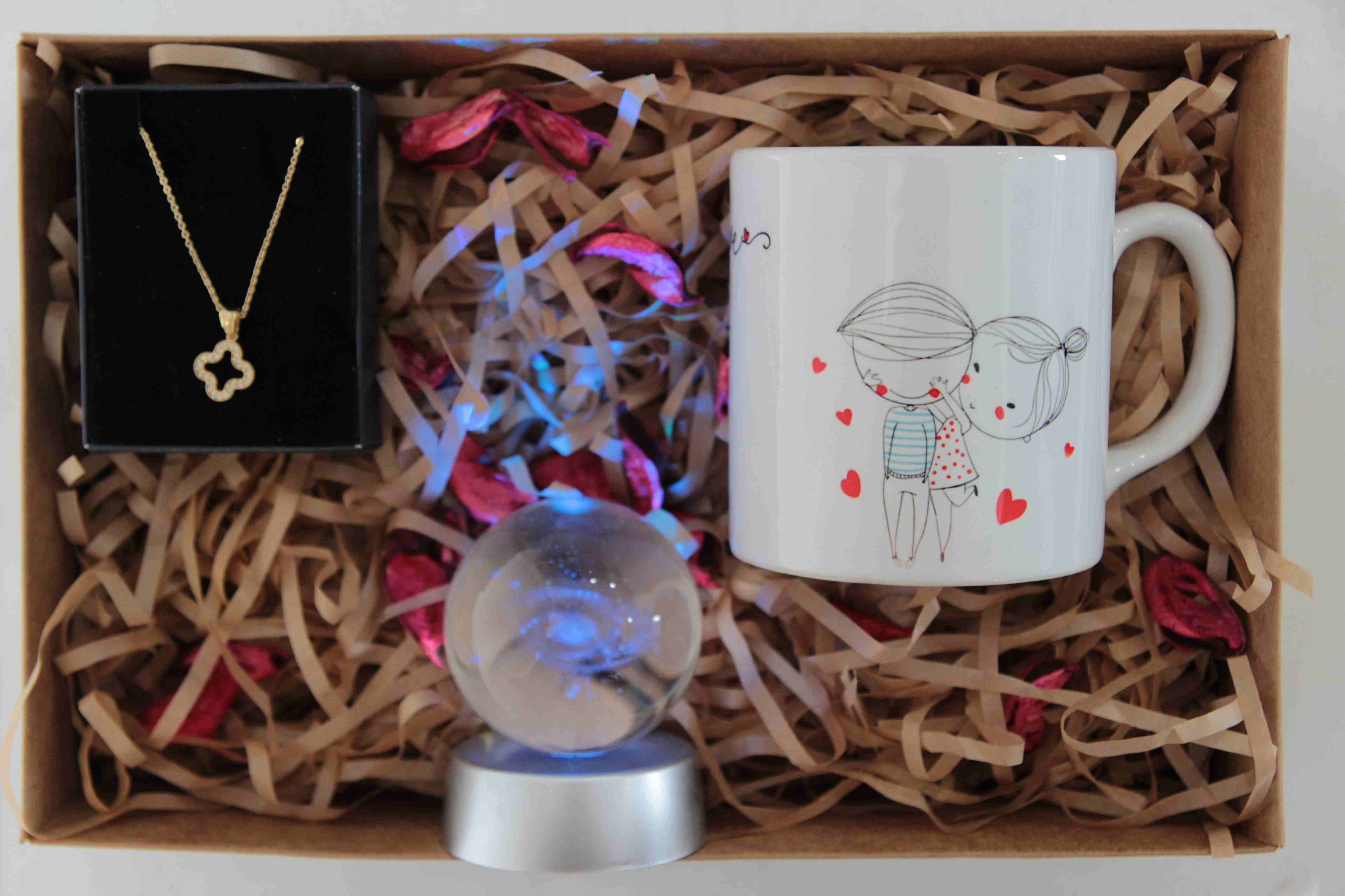 Home Samanyolu Cam Küre Yonca Kolye Sevgililer Kupa Hediye Seti