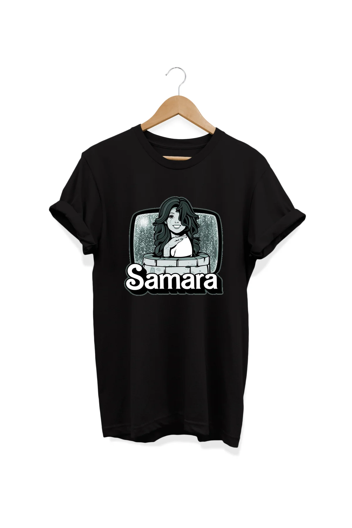 , Samara Baskılı, %100 Pamuk, Bisiklet Yaka, Oversize T-shirt, Bü