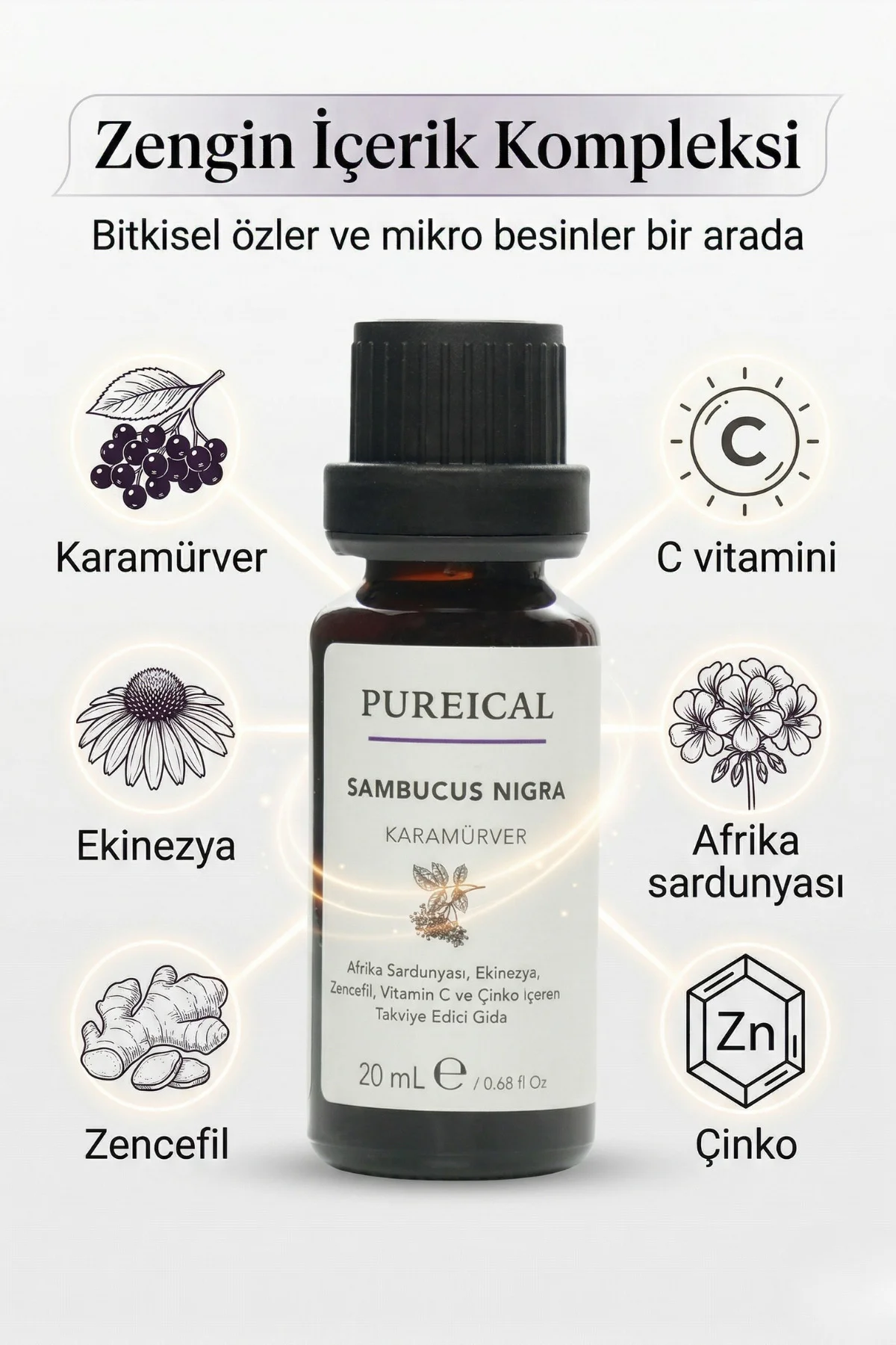 Sambucus Nigra Karamürver Pelargonium Ekinezya Zencefil C Vitamin