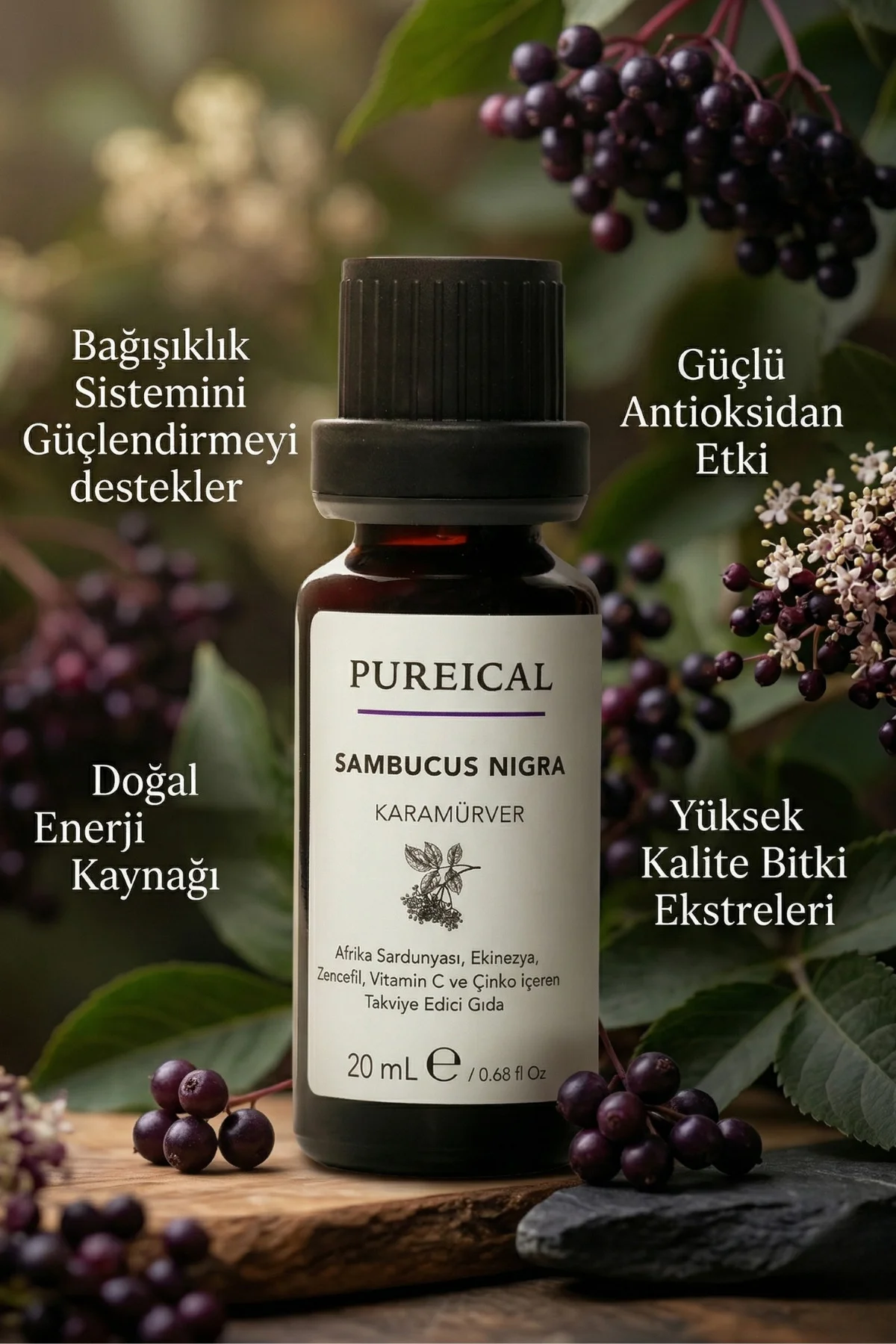 Sambucus Nigra Karamürver Pelargonium Ekinezya Zencefil C Vitamin