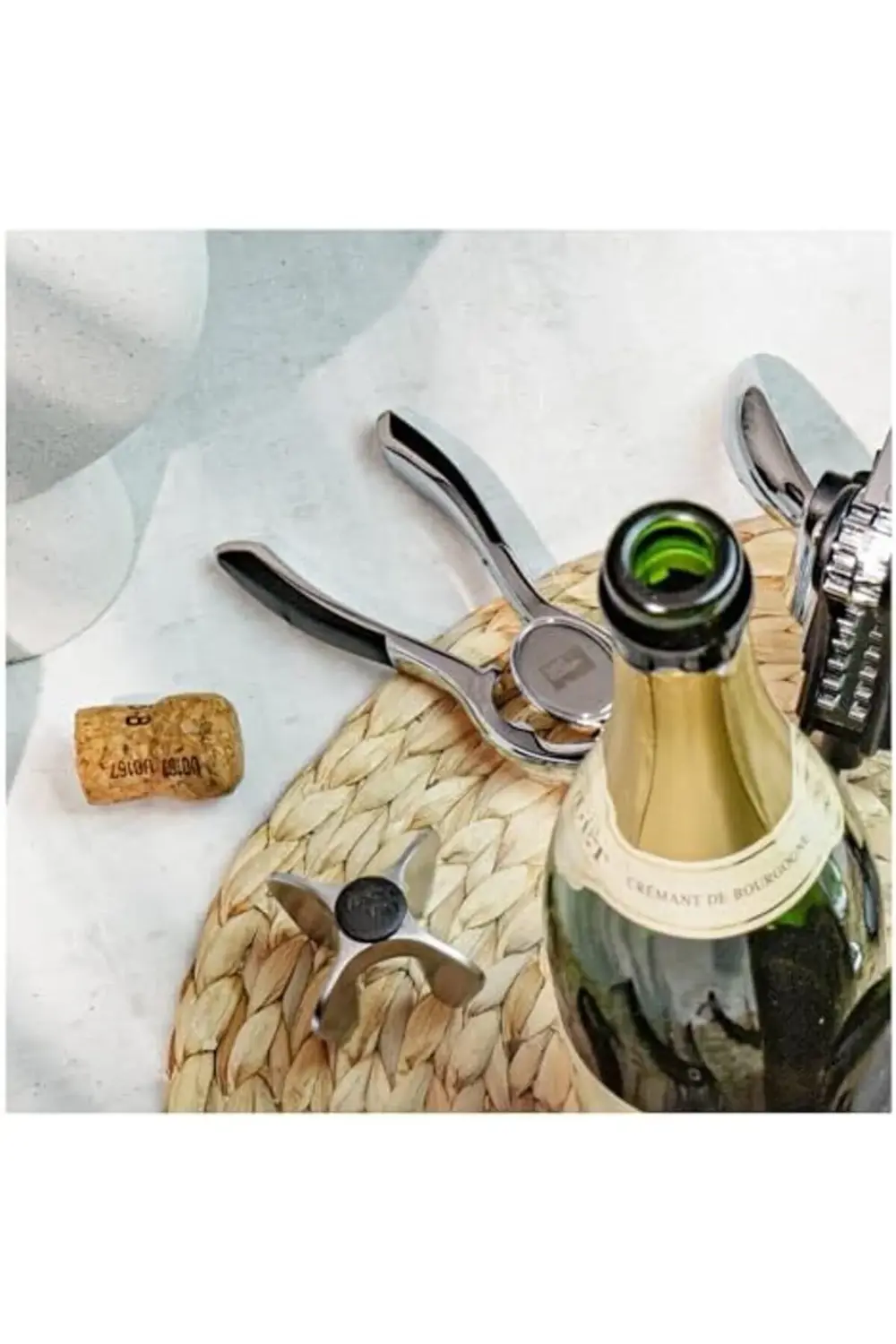 Şampanya şişe açacağı, gümüş, kahverengi, 3,5 x 5 x 15,5 cm 39551