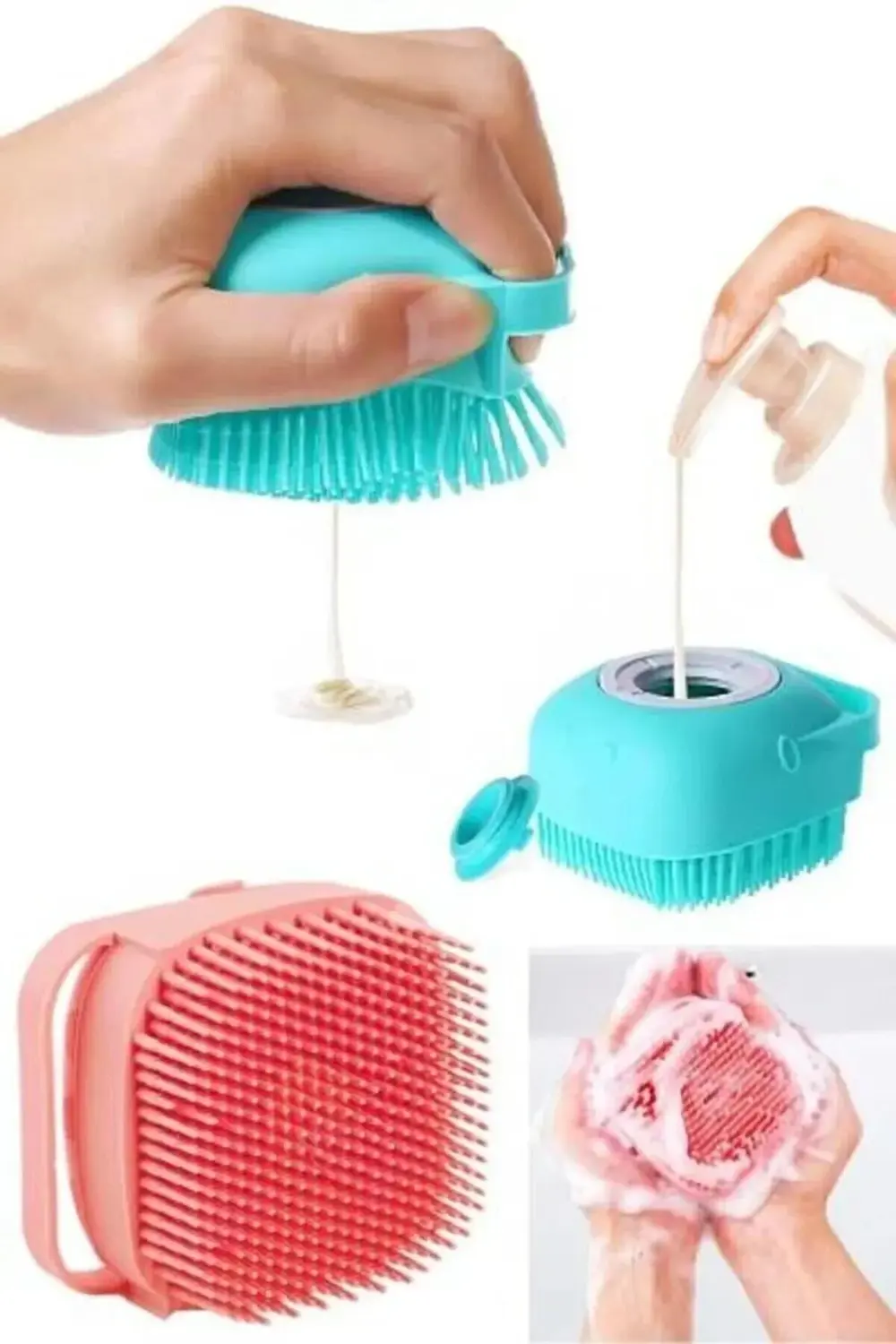 Şampuan & Duş Jeli Hazneli Silikon Peeling Duş Fırçası