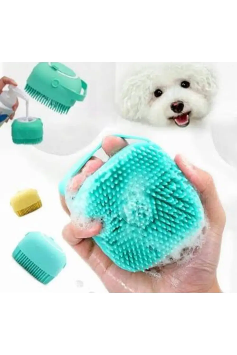 Şampuan Hazneli Kedi Köpek Yıkama Fırçası