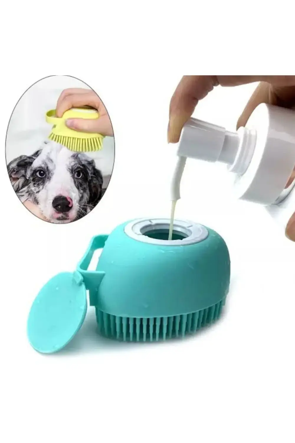 Şampuan Hazneli Kedi Köpek Yıkama Fırçası