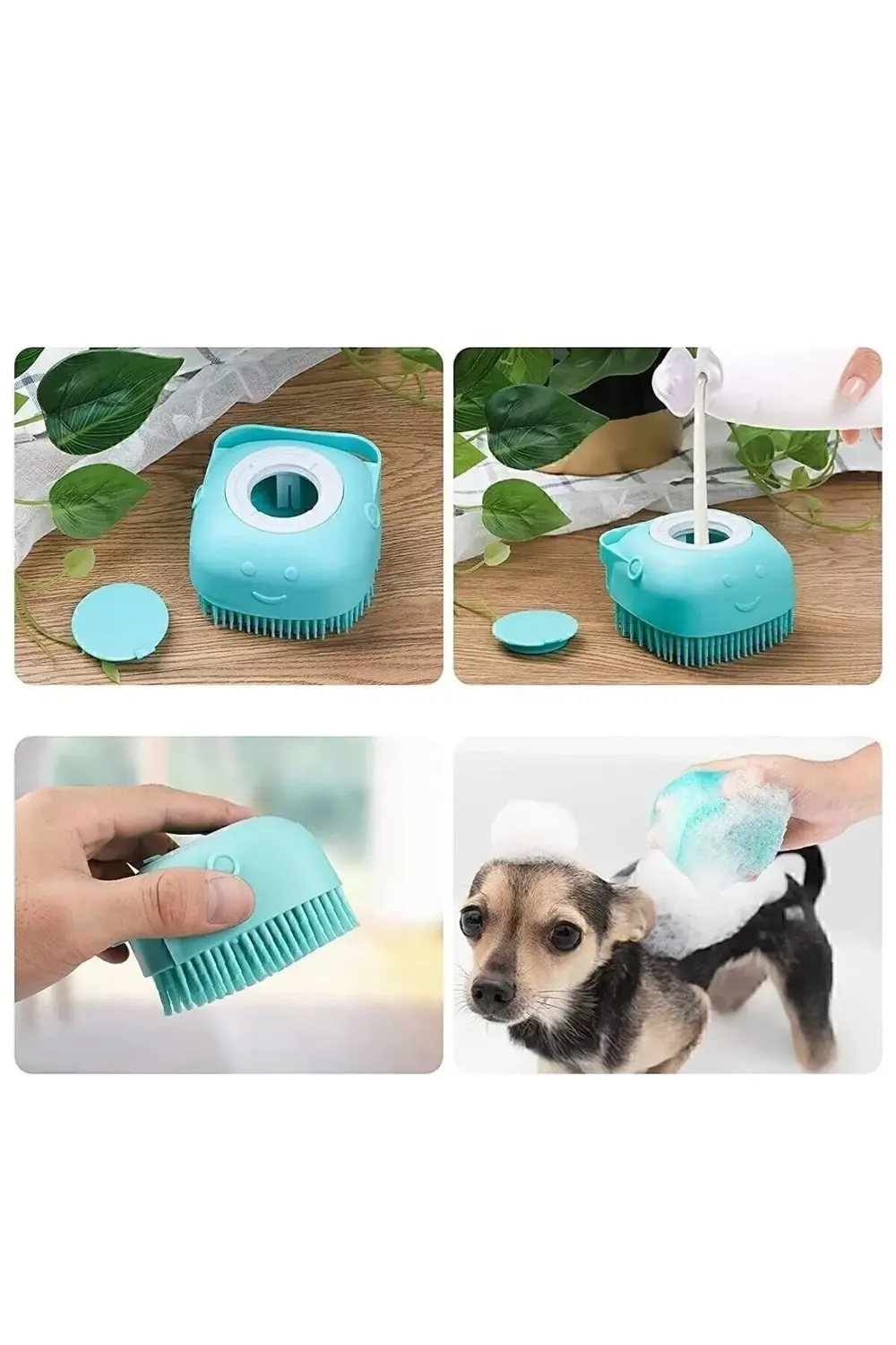 Şampuan Hazneli Kedi Ve Köpek Evcil Hayvan Yıkama Fırçası Silikon