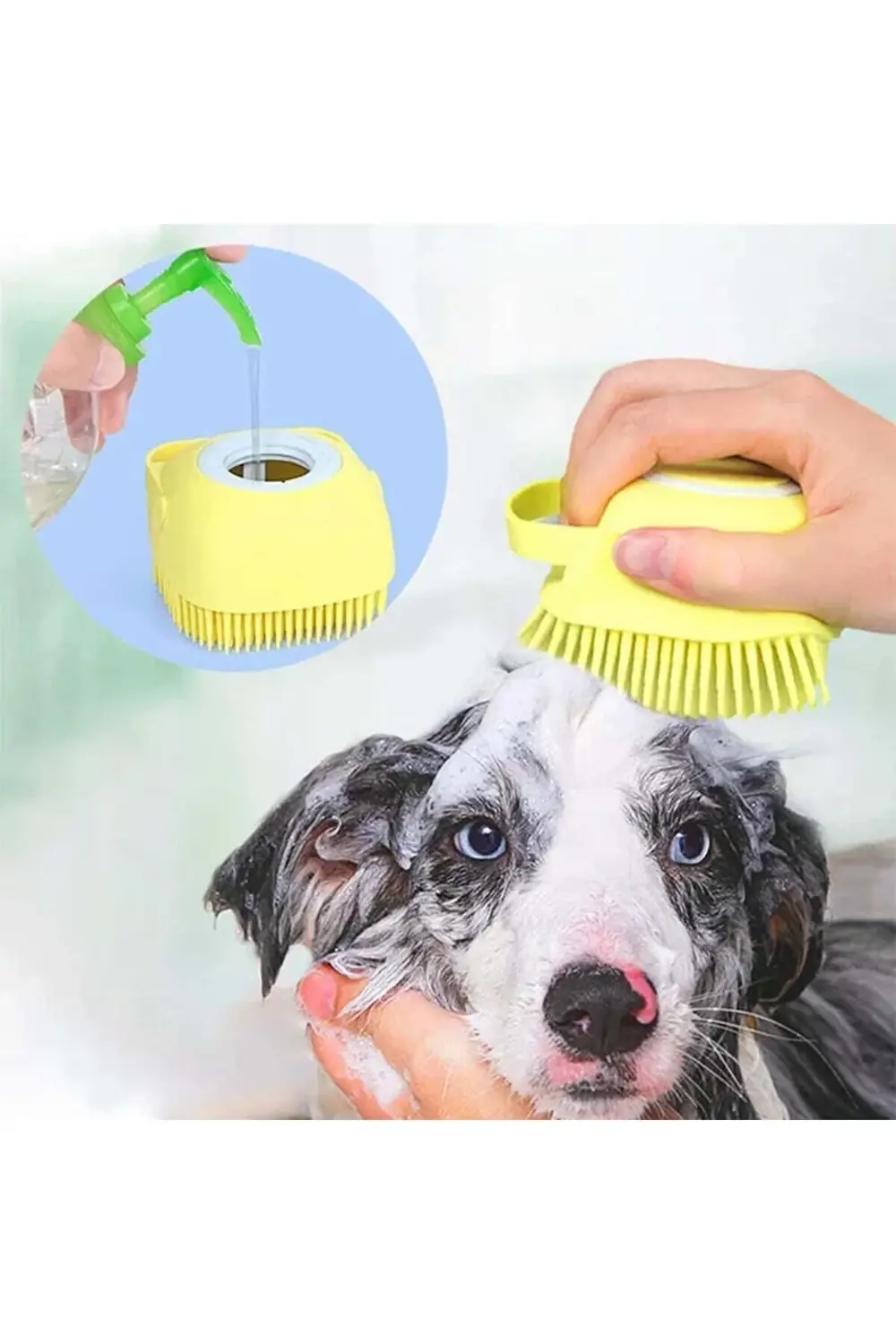 Şampuan Hazneli Kedi Ve Köpek Yıkama Fırçası