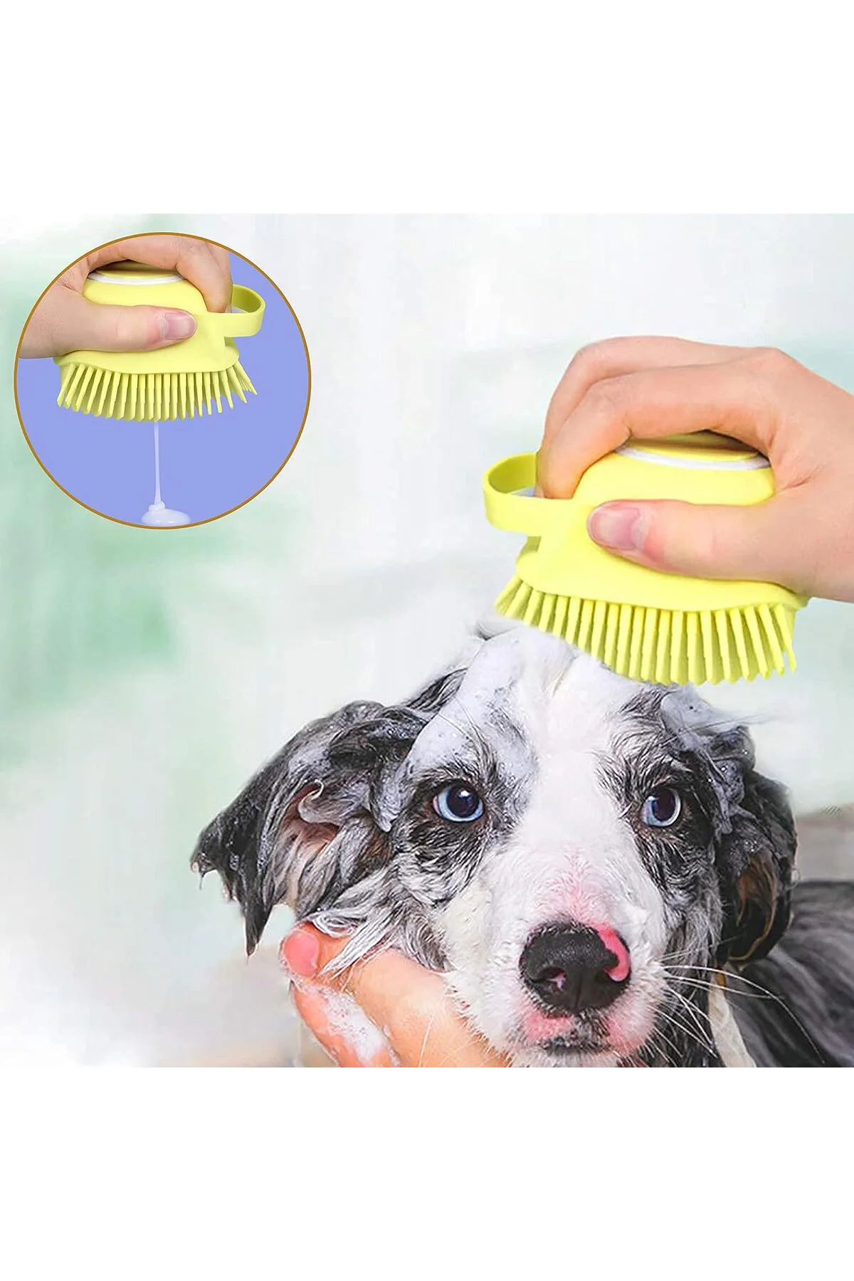 Şampuan Hazneli Kedi Ve Köpek Evcil Hayvan Yıkama Fırçası Silikon