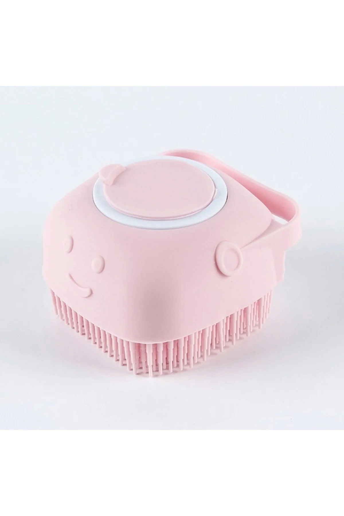 Şampuan Hazneli Kedi Köpek Silikon Duş Fırçası 11 cm Pembe