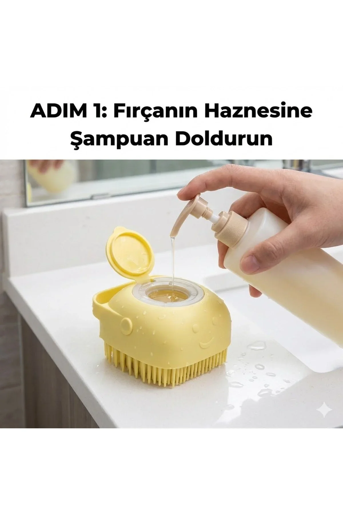 Şampuan Hazneli Kedi Köpek Yıkama Fırçası - Silikon Masaj Tarağı ve Evcil Hayvan Banyo Aparatı Şampuan Hazneli Kedi Köpek Yıkama Fırçası - Silikon Masaj Tarağı ve Evcil Hayvan Banyo Aparatı