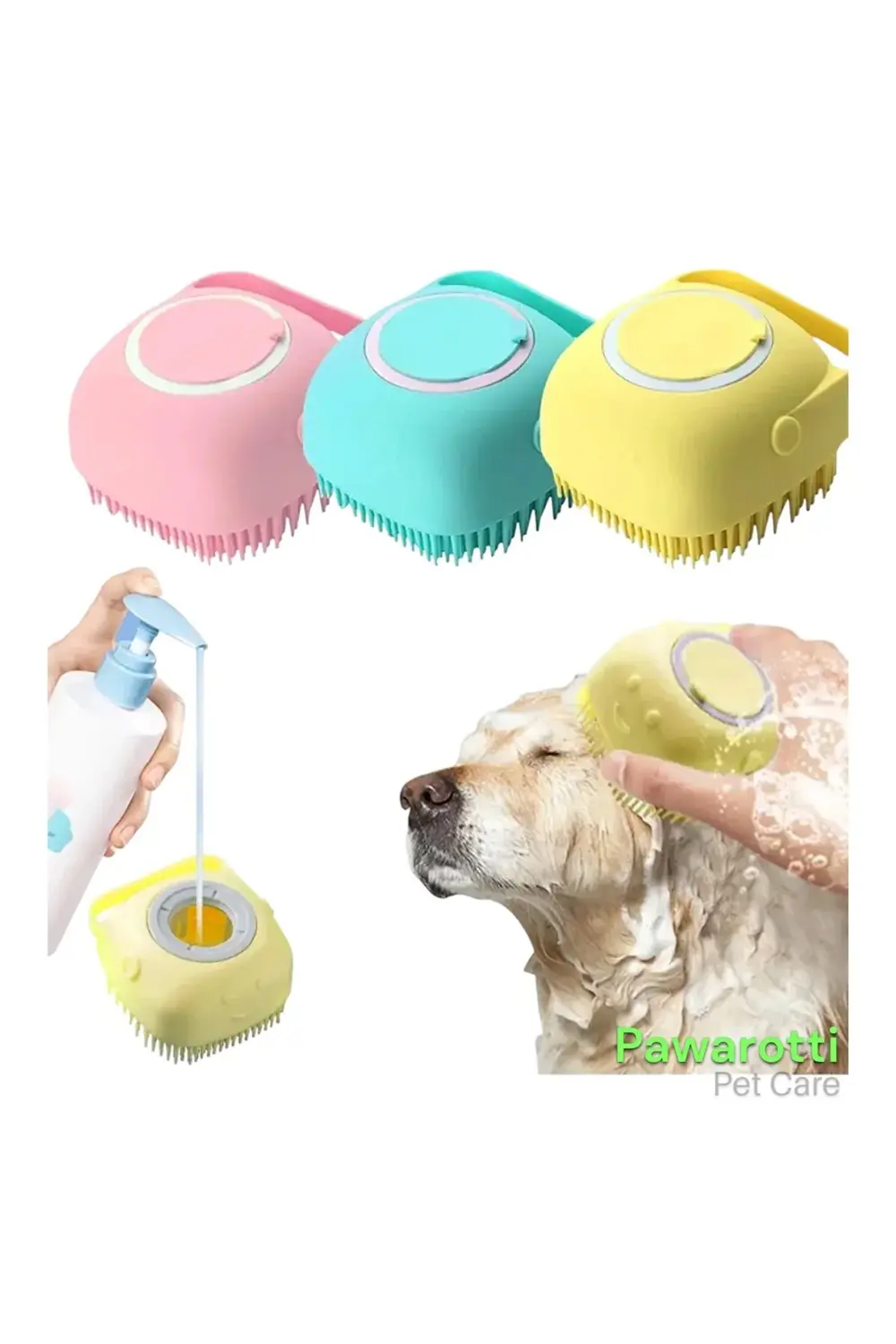 Şampuan Hazneli Köpek ve Kedi Yıkama Aparatı Sarı Renkl