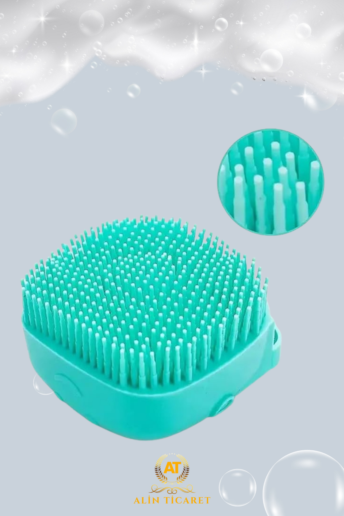 Şampuan Hazneli Silikon Peeling Duş Fırçası Yeşil