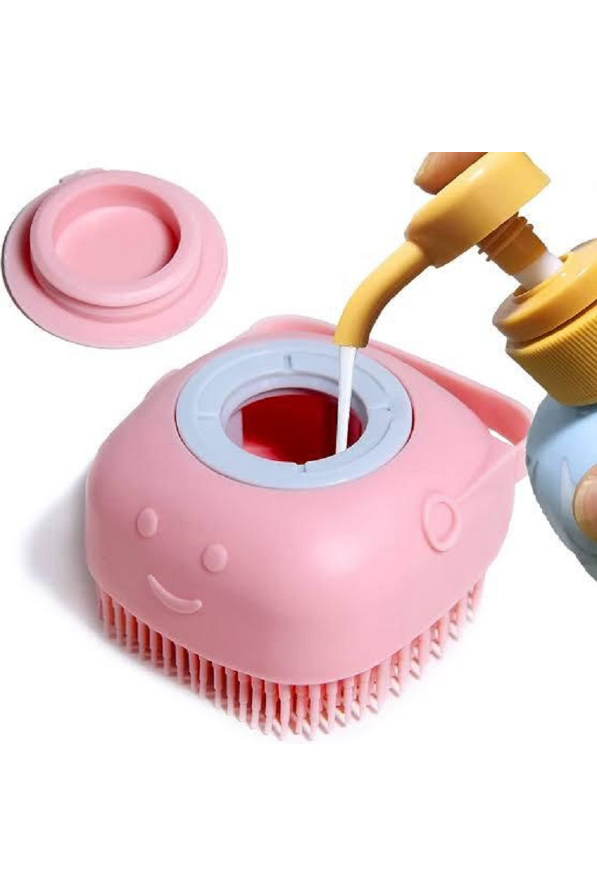 Şampuan Hazneli Silikon Peeling Duş Fırçası Banyo Duş Kesesi Sabu
