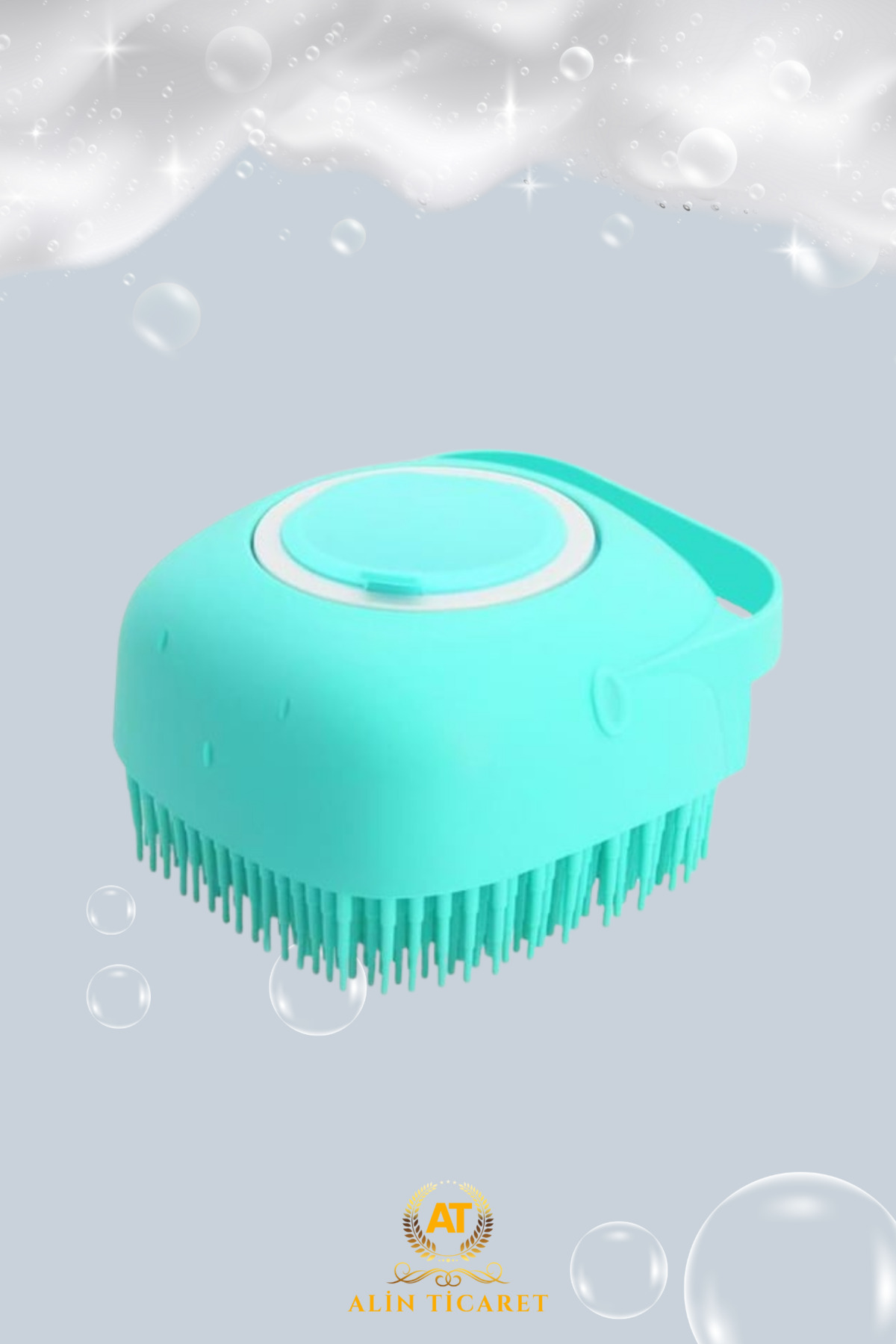 Şampuan Hazneli Silikon Peeling Duş Fırçası Yeşil