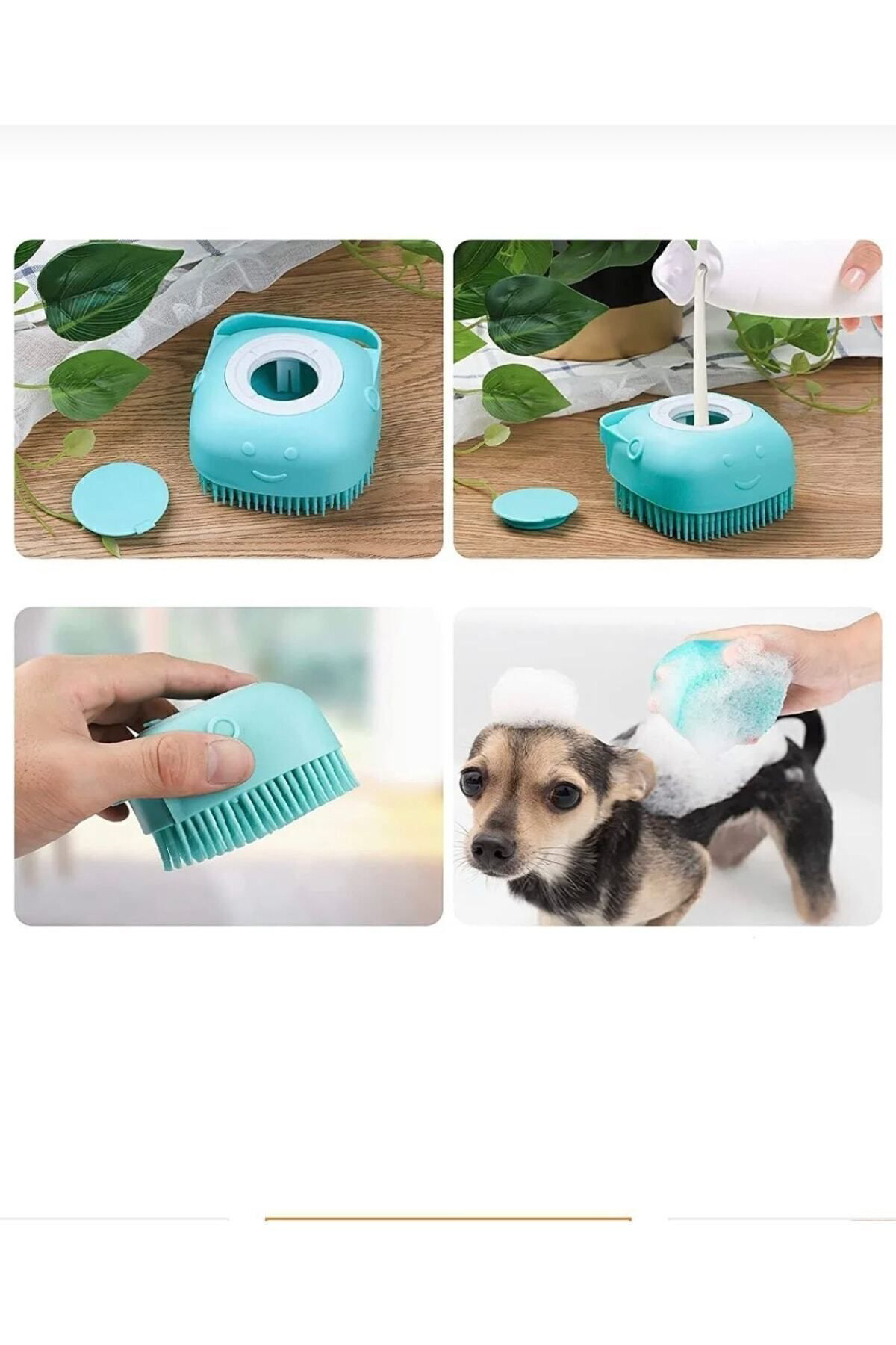 Şampuan Hazneli Silikon Duş Fırçası Yeşil Hn55