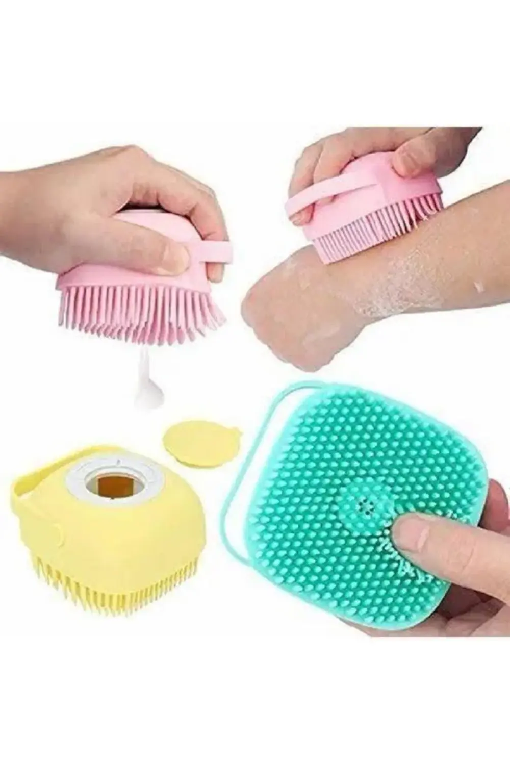 Şampuan Hazneli Silikon Peeling Duş Fırçası Banyo Duş Kesesi Sabu