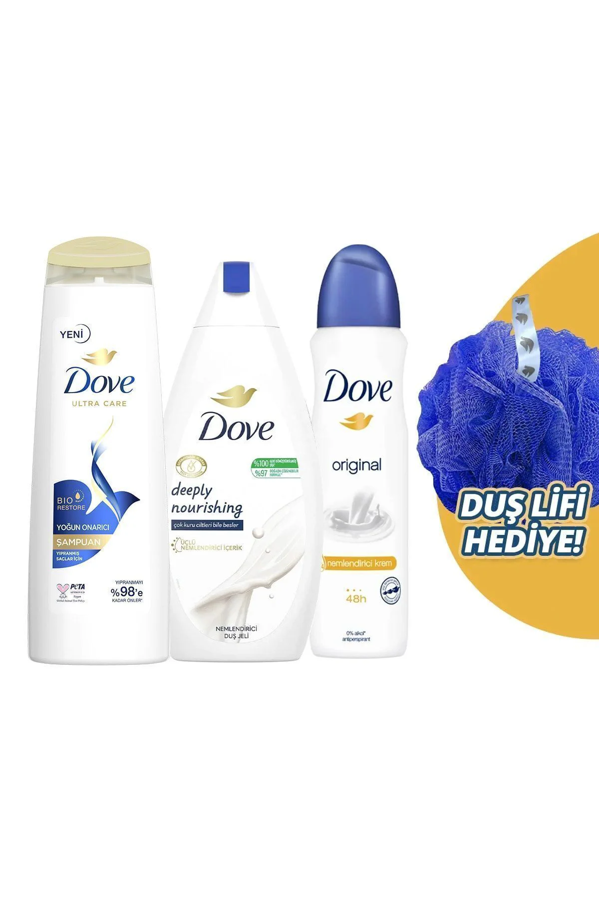Şampuan Yoğun Onarıcı 400 Ml + Nemlendirici Duş Jeli 500 Ml + Kadın Sprey Deodorant 150 Ml Şampuan Yoğun Onarıcı 400 Ml + Nemlendirici Duş Jeli 500 Ml + Kadın Sprey Deodorant 150 Ml
