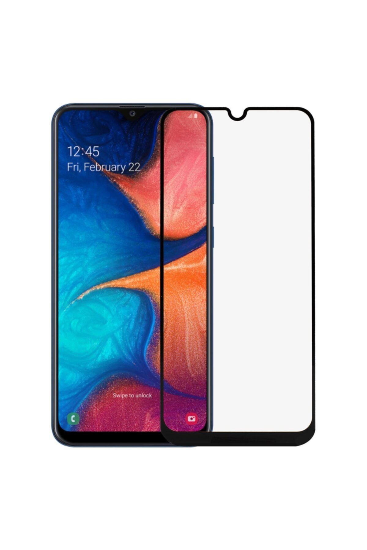Samsung A20 Uyumlu Siyah Tam Kaplayan Kırılmaz Esnek Cam  Seramik