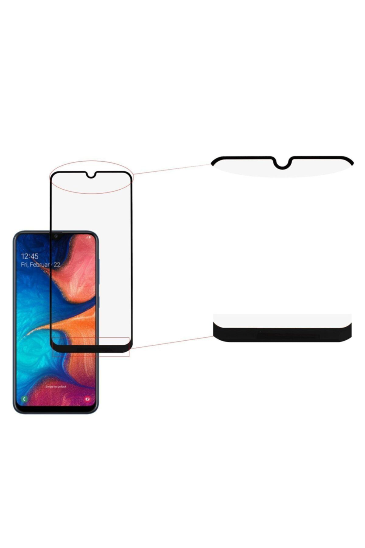 Samsung A20 Uyumlu Siyah Tam Kaplayan Kırılmaz Esnek Cam  Seramik