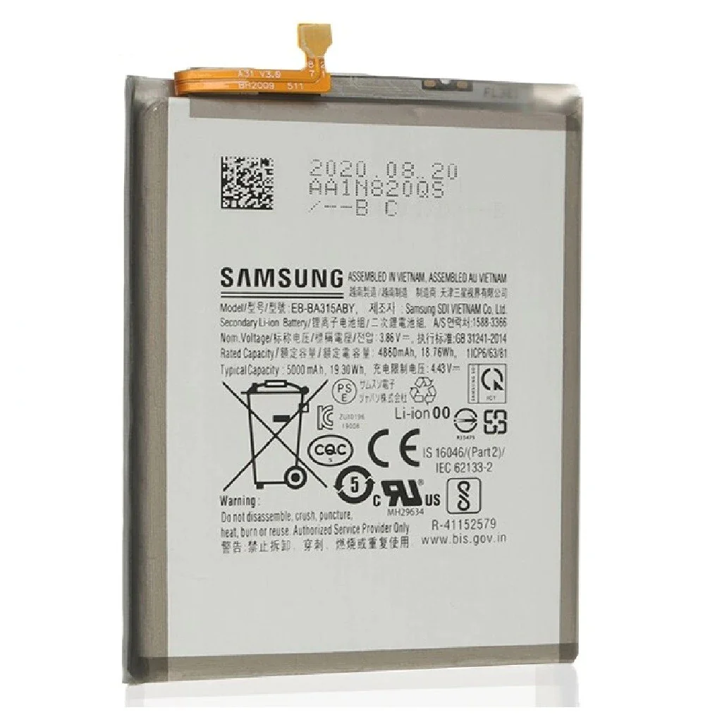 Samsung A31 SM-A315 Pil Batarya EB-BA315ABY 4860 mAh Samsung A31 SM-A315 Pil Batarya EB-BA315ABY 4860 mAh